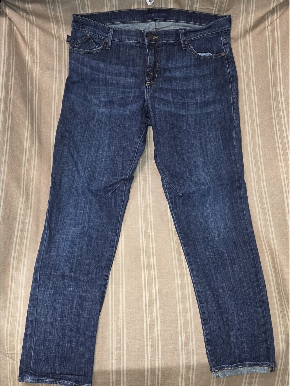 Rock & Republic EMO Straight Jeans Womens Size 16M Blue Dark Wash Stretch